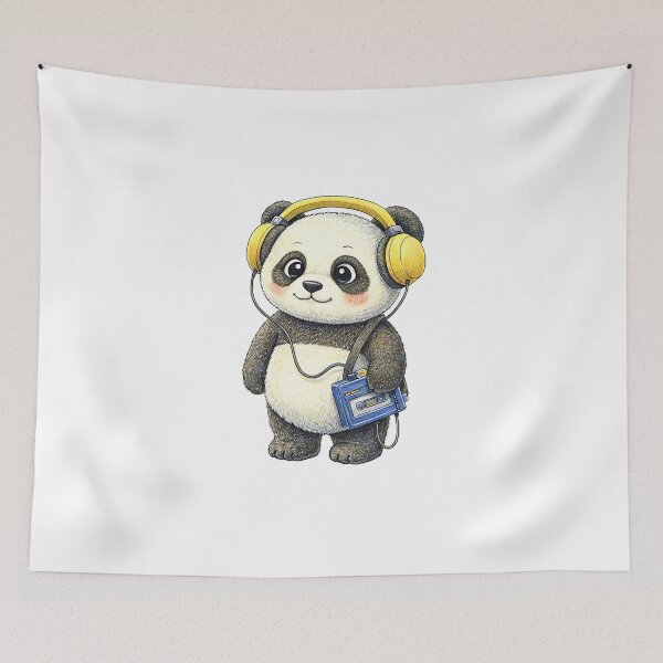Item preview, Retro Panda Listening to Music with Cassette Player – Vintage Walkman Sticker Illustration designed and sold by Felixuss.