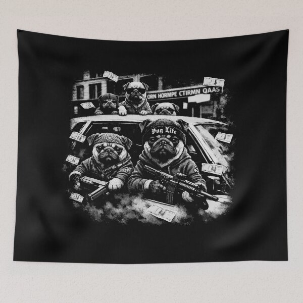 Item preview, Funny Dog Gang Vintage Funny Pug Meme designed and sold by will freed18.