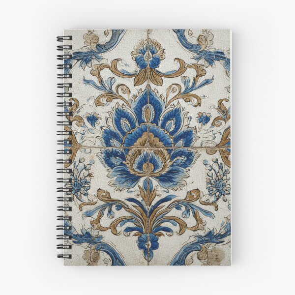 Item preview, Vintage Portuguese Azulejo Ivory Blue Ornate Tile Pattern designed and sold by GrinGalore.