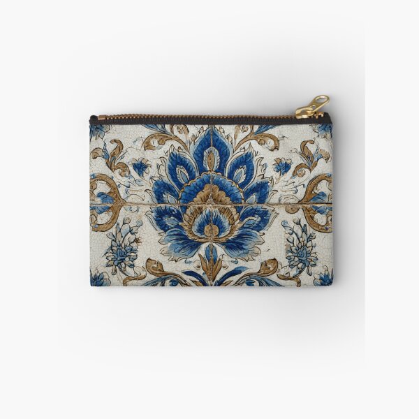 Item preview, Vintage Portuguese Azulejo Ivory Blue Ornate Tile Pattern designed and sold by GrinGalore.