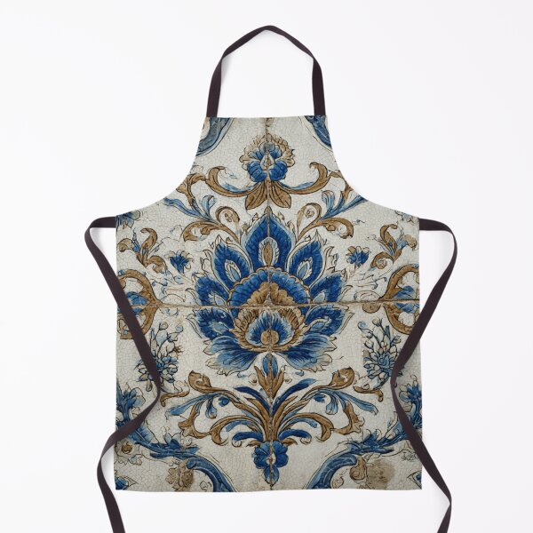 Item preview, Vintage Portuguese Azulejo Ivory Blue Ornate Tile Pattern designed and sold by GrinGalore.