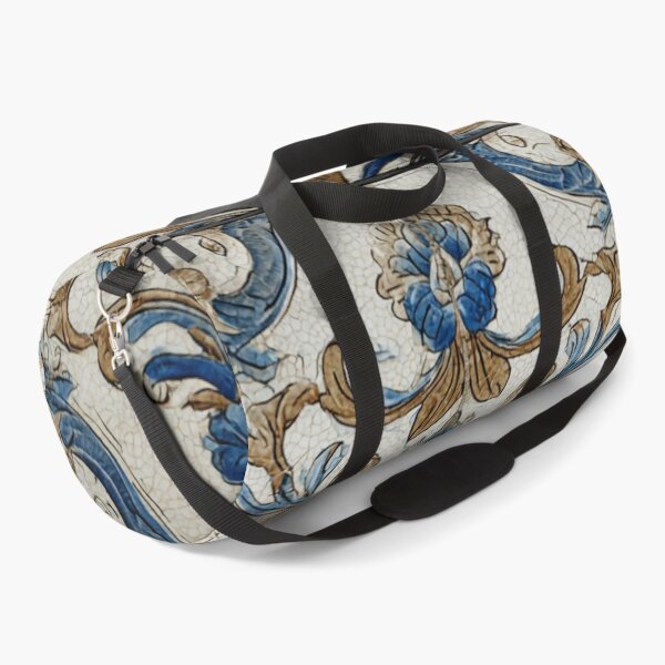 Item preview, Vintage Portuguese Azulejo Ivory Blue Ornate Tile Pattern designed and sold by GrinGalore.