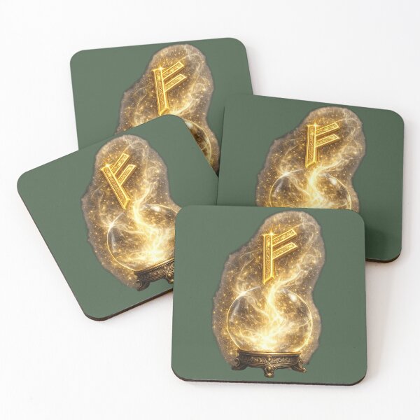 Item preview, Fehu Rune. Golden Symbol of Wealth Prosperity and Luck. designed and sold by Nika Art Studio.