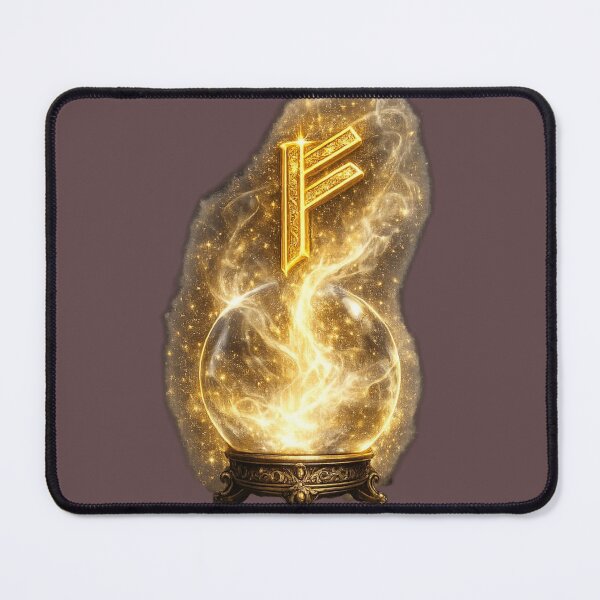 Item preview, Fehu Rune. Golden Symbol of Wealth Prosperity and Luck. designed and sold by Nika Art Studio.