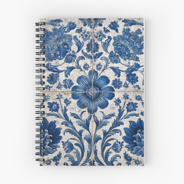 Item preview, Vintage Portuguese Azulejo Blue Wildflowers Tile Pattern designed and sold by GrinGalore.