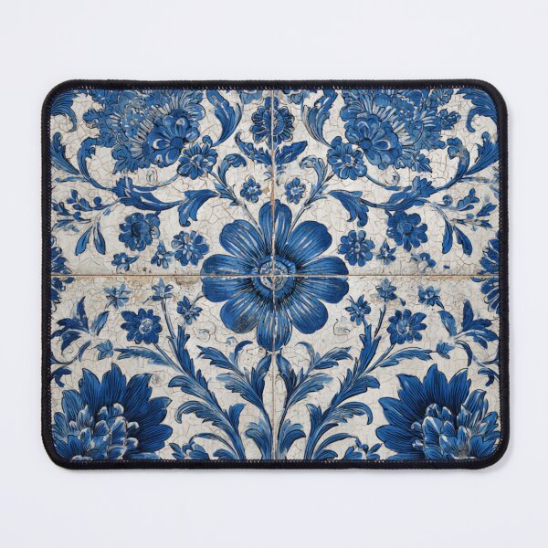 Item preview, Vintage Portuguese Azulejo Blue Wildflowers Tile Pattern designed and sold by GrinGalore.