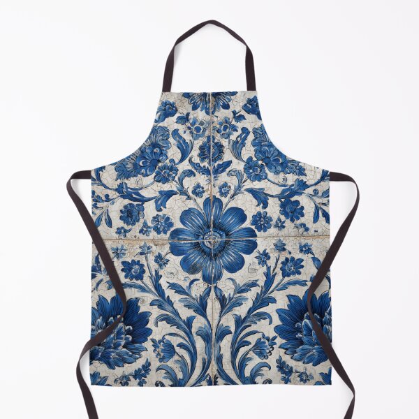 Item preview, Vintage Portuguese Azulejo Blue Wildflowers Tile Pattern designed and sold by GrinGalore.