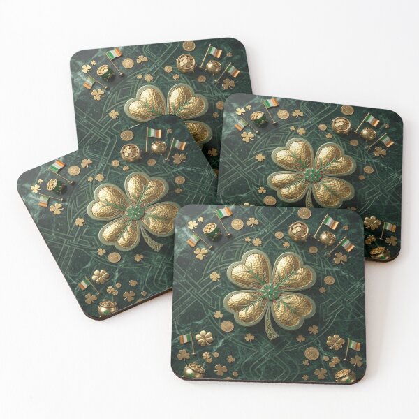 Item preview, Luxury Gold Foil St. Patrick's Day Four Leaf Clover - Elegant Emerald Green Aesthetic designed and sold by Javedempire.