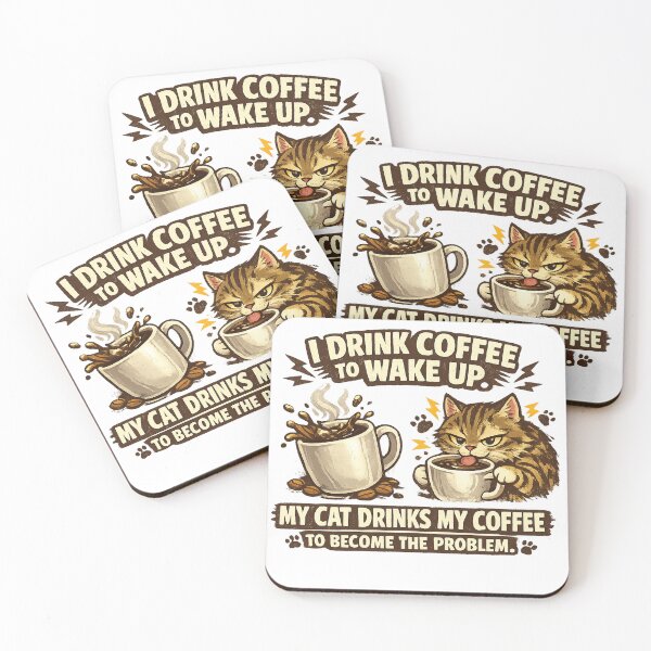 Item preview, I drink coffee to wake up.My cat drinks my coffee to become the problem. designed and sold by Designfs.