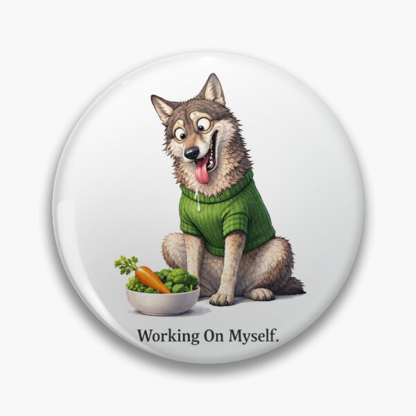 Item preview, Working On Myself – Motivational Wolf Illustration designed and sold by RØNI AI.