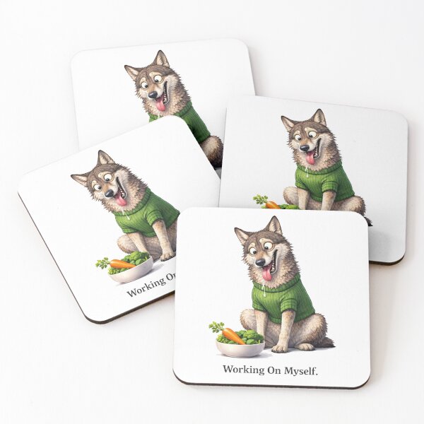 Item preview, Working On Myself – Motivational Wolf Illustration designed and sold by RØNI AI.