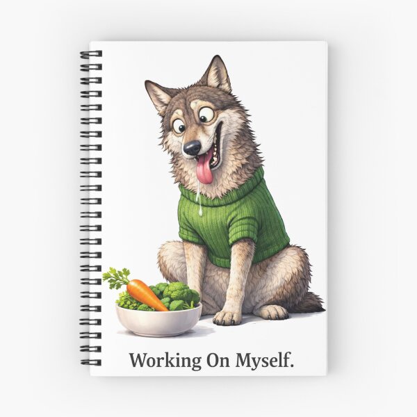 Item preview, Working On Myself – Motivational Wolf Illustration designed and sold by RØNI AI.