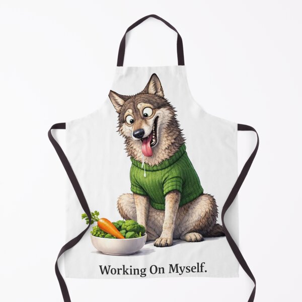 Item preview, Working On Myself – Motivational Wolf Illustration designed and sold by RØNI AI.