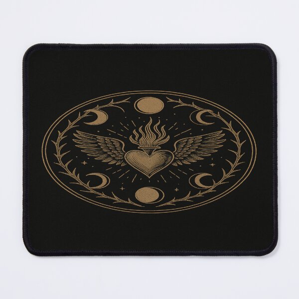 Item preview, Sacred Flaming Heart with Wings & Moons designed and sold by ScarredGoddess.