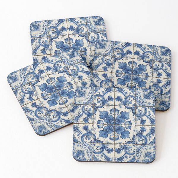 Item preview, Vintage Portuguese Azulejo Blue Floral Ornate Tile Pattern designed and sold by GrinGalore.