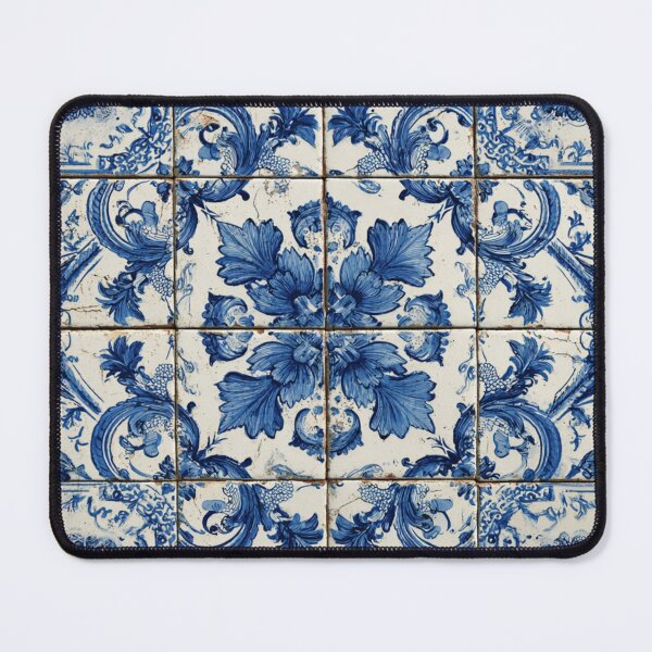 Item preview, Vintage Portuguese Azulejo Blue Floral Ornate Tile Pattern designed and sold by GrinGalore.