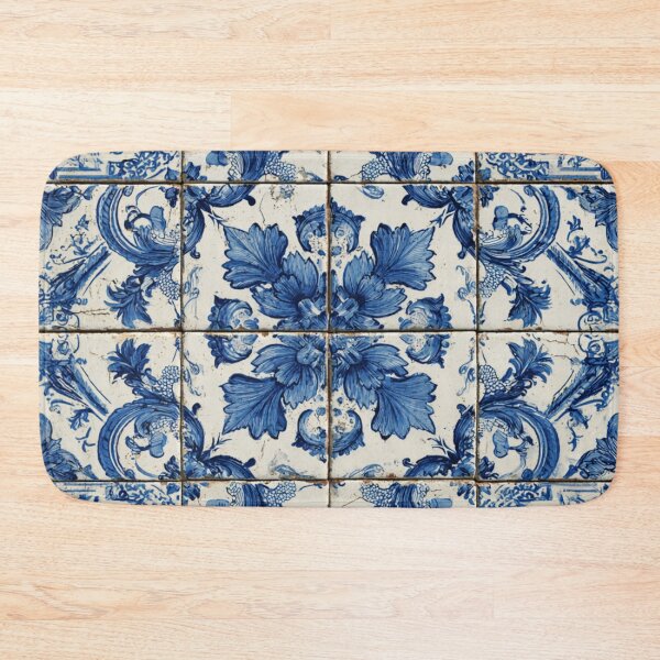 Item preview, Vintage Portuguese Azulejo Blue Floral Ornate Tile Pattern designed and sold by GrinGalore.