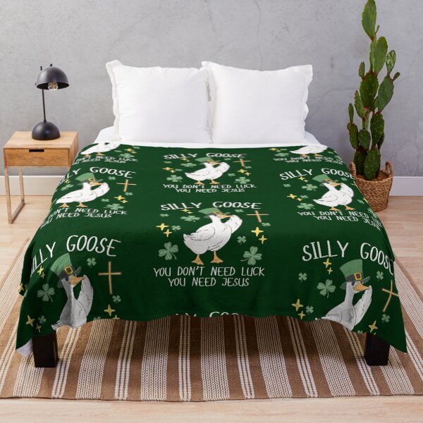 Item preview, St Patrick's Day Silly Goose You Don't Need Luck You Need Jesus Shamrocks and Cross Green Tee designed and sold by Forevermore.