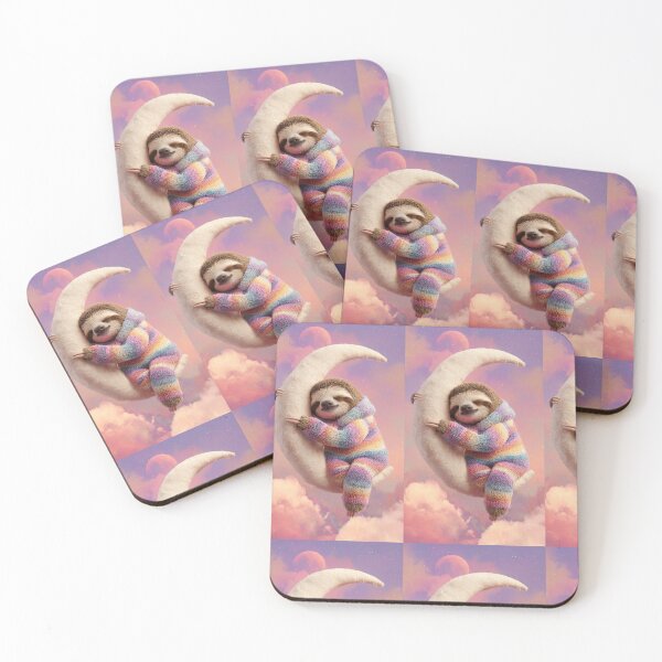 Item preview, Dreamy Sloth Hugging the Moon – Cute Cozy Pastel Aesthetic Animal Art designed and sold by InkyDreamms.