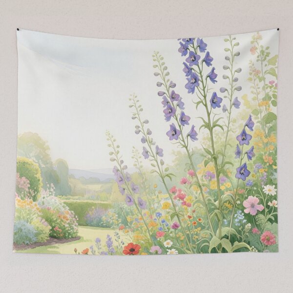 Item preview, Larkspur Flower Watercolor | July Birth Flower Botanical Garden Art designed and sold by Debbie Schulte.