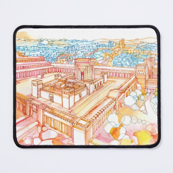 Item preview, Beis Hamikdash Watercolor Painting – Majestic Second Temple Jerusalem Art Print designed and sold by Digital Napalm.