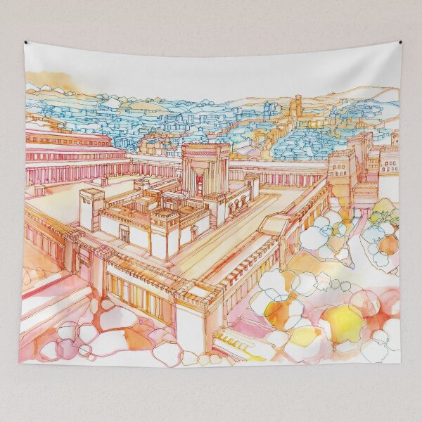 Item preview, Beis Hamikdash Watercolor Painting – Majestic Second Temple Jerusalem Art Print  designed and sold by Digital Napalm.