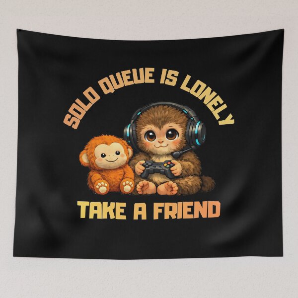 Item preview, Solo Queue Is Lonely Cute Monkey designed and sold by LunaMagicStudio.
