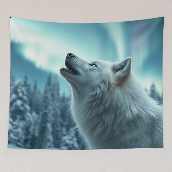 Item preview, Majestic White Wolf Howling designed and sold by ScarredGoddess.