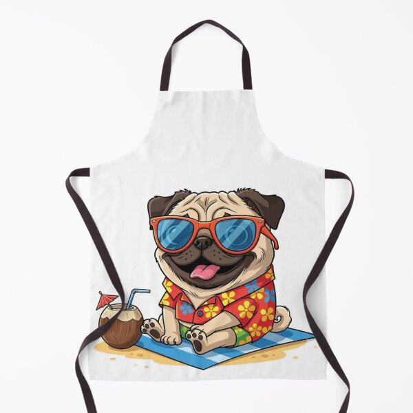 Item preview, Tropical Vacation Pug: Cute Cartoon Dog in Hawaiian Shirt and Sunglasses designed and sold by MakarenaCreate.