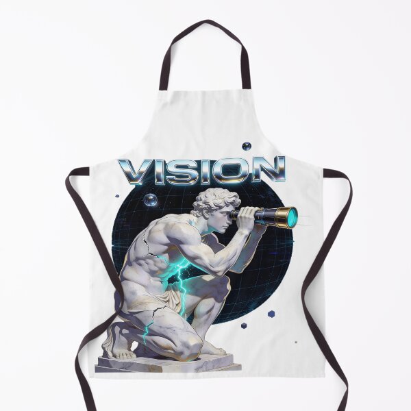 Item preview, Ancient Greek Statue with Binoculars in Neon Cyberpunk Vision Poster Art designed and sold by ARTCREATESHOP.