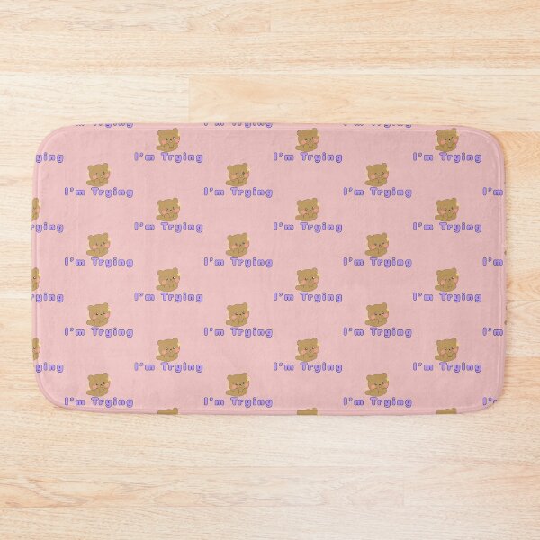 Item preview, I'm Trying Life Purple Kawaii Bear Stickers Prints Posters Wall Art Magnet Home Coffee Cup Decoration TShirt Stationary Notebook Magnet Hat Kitchen Work School Office Redbubble Shop designed and sold by Saritas Boutique Shop.