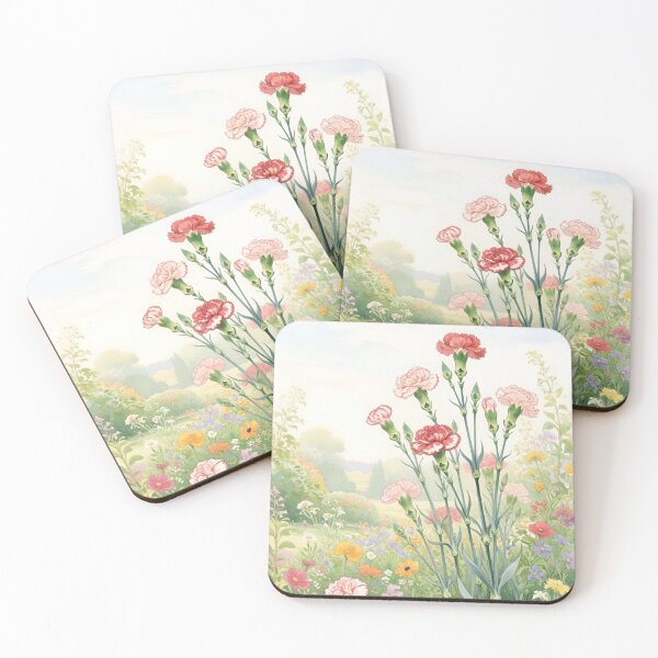 Item preview, Carnation Flowers Watercolor | January Birth Flower Botanical Floral Art designed and sold by Debbie Schulte.
