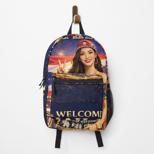 Item preview, Welcome to Thailand – Land of Smiles | Bangkok Night Market Travel Poster | Thai Culture Illustration designed and sold by Inkora-Art.