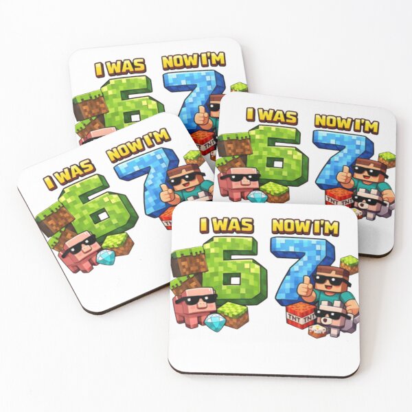 Item preview, I Was 6 Now I'm 7 Pixel Game Art 67 Meme Kids Birthday Party designed and sold by Creative Spark.