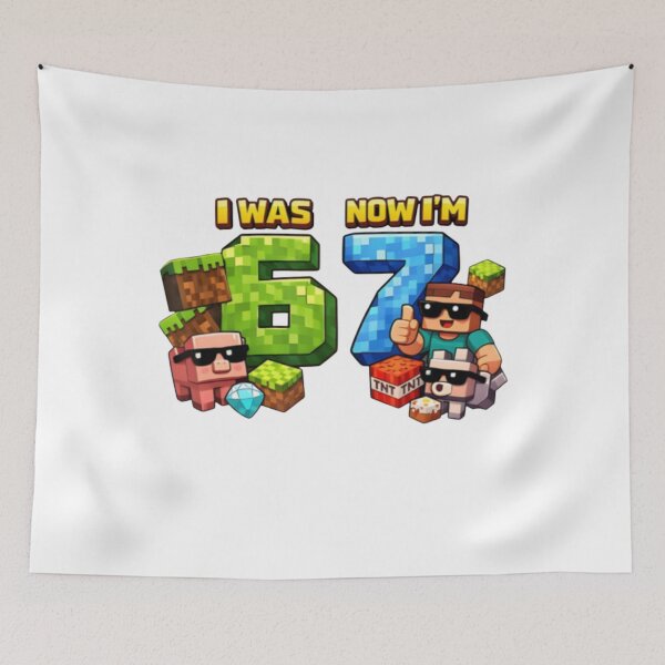Item preview, I Was 6 Now I'm 7 Pixel Game Art 67 Meme Kids Birthday Party designed and sold by Creative Spark.