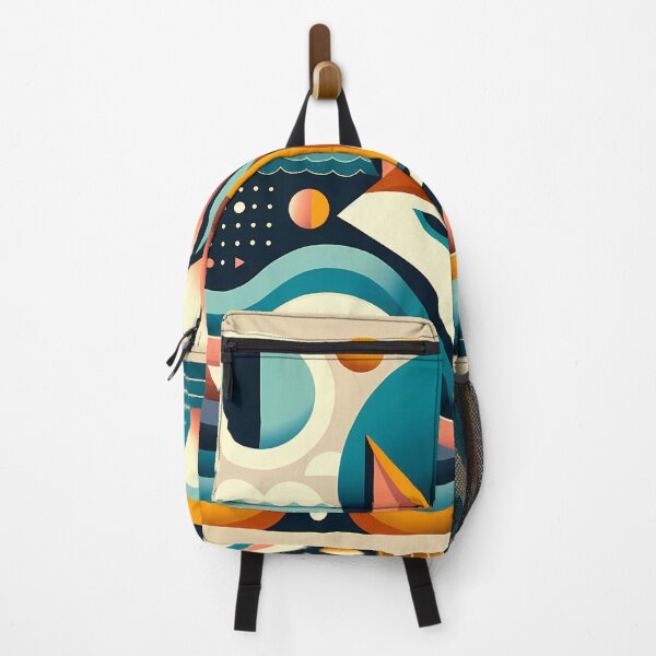 Item preview, Geometric Fox in Abstract Coastal Waves designed and sold by InkSmithery.