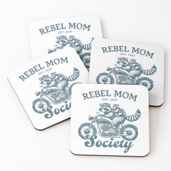 Artikelvorschau, Rebel Mom Society – Waschbärmutter und Baby auf dem Motorrad entworfen und verkauft von WigOutlet.
