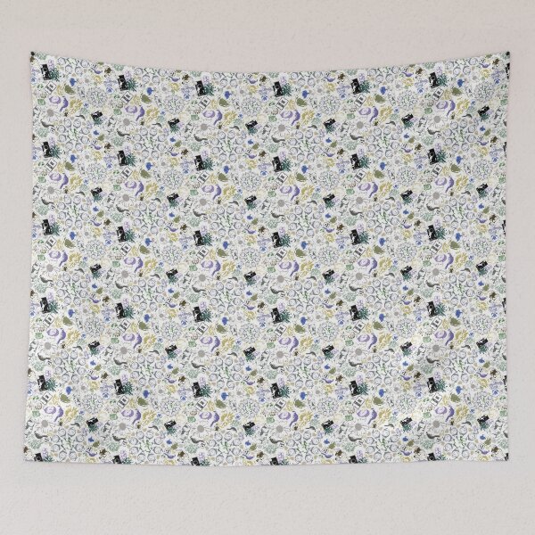 Item preview, Floral Travel Scatters Greens Grays Purples on White designed and sold by Digitalmyth's Designs.