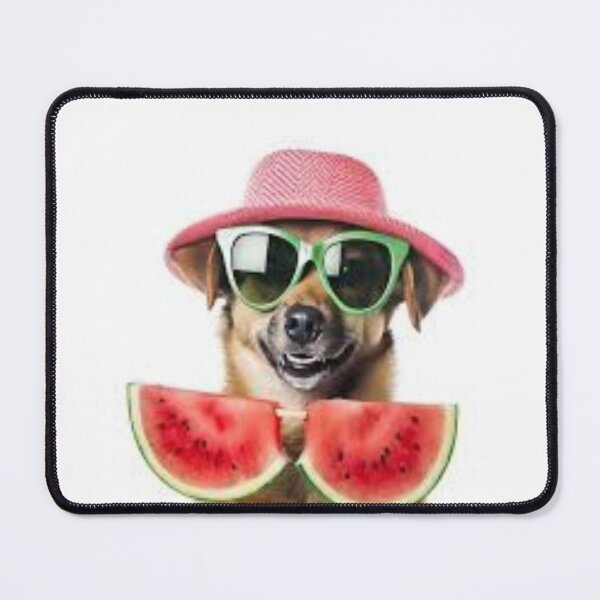 Item preview, Cool for the Summer: Dog in Pink Hat and Sunglasses with Watermelon Slices designed and sold by MakarenaCreate.
