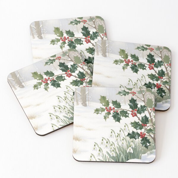 Item preview, Holly and Snowdrops Winter Botanical Watercolor | Winter Garden Floral Art designed and sold by Debbie Schulte.