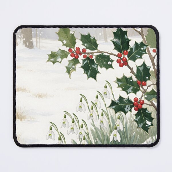 Item preview, Holly and Snowdrops Winter Botanical Watercolor | Winter Garden Floral Art designed and sold by Debbie Schulte.