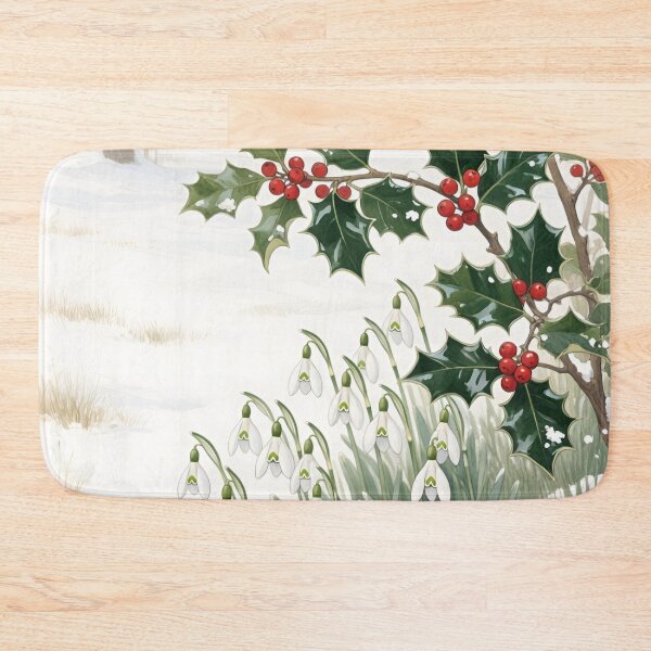 Item preview, Holly and Snowdrops Winter Botanical Watercolor | Winter Garden Floral Art designed and sold by Debbie Schulte.