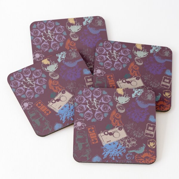 Item preview, Floral Travel Scatters on Teals Purples Reds on Maroon designed and sold by Digitalmyth's Designs.
