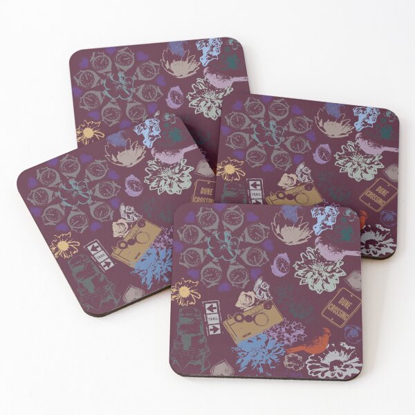 Item preview, Floral Travel Scatters on Greens Golds Blues Purple Red on Maroon designed and sold by Digitalmyth's Designs.