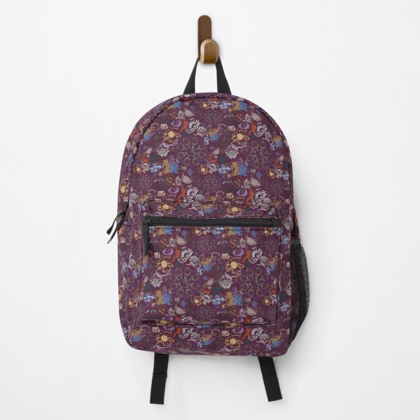 Item preview, Floral Travel Scatters on Greens Golds Blues Purple Red on Maroon designed and sold by Digitalmyth's Designs.