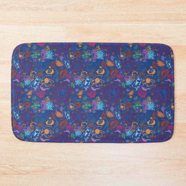 Item preview, Floral Travel Scatters Brights on Blue designed and sold by Digitalmyth's Designs.