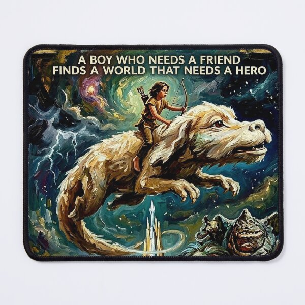 Item preview, The NeverEnding Story: Atreyu & Falkor Fantasy Impasto Poster designed and sold by Art's Diner.