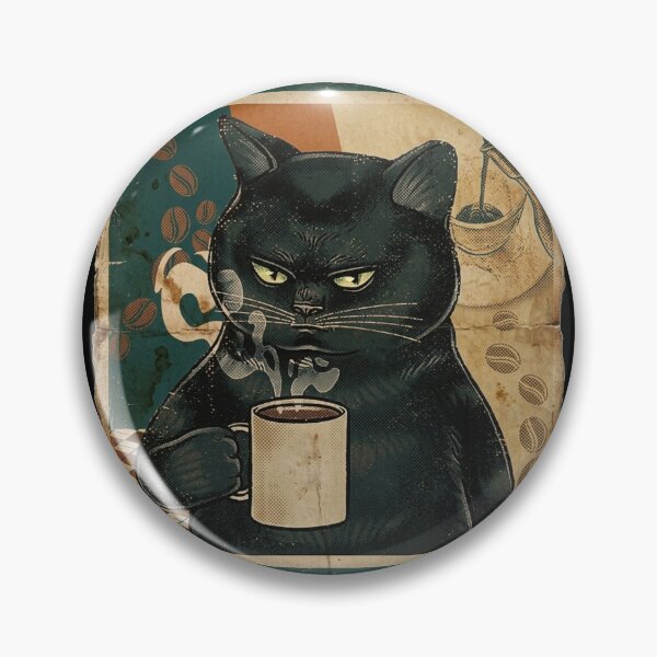 Item preview, Before After Coffee Grumpy Black Cat Retro Poster designed and sold by ern vintage store.