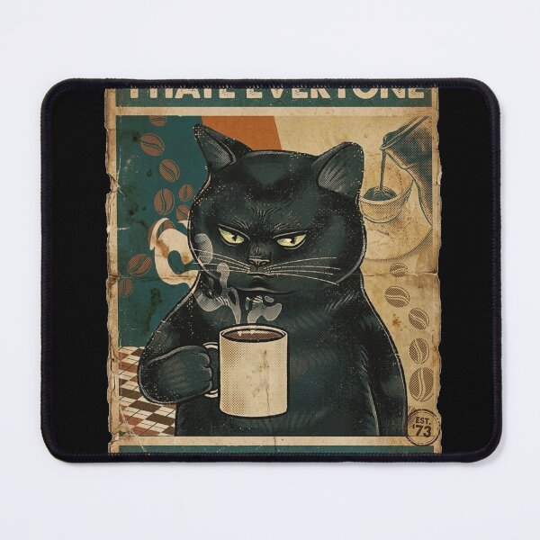 Item preview, Before After Coffee Grumpy Black Cat Retro Poster designed and sold by ern vintage store.