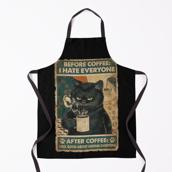 Item preview, Before After Coffee Grumpy Black Cat Retro Poster designed and sold by ern vintage store.